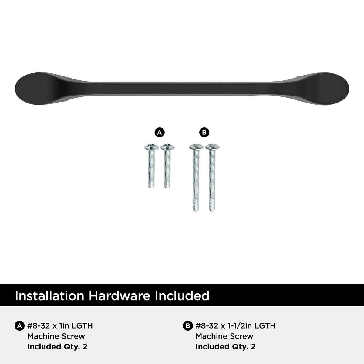 Amerock BP21937FB Matte Black Cabinet Pull 5-1/16 inch (128mm) Center-to-Center Cabinet Hardware Ravino Furniture Hardware Drawer Pull