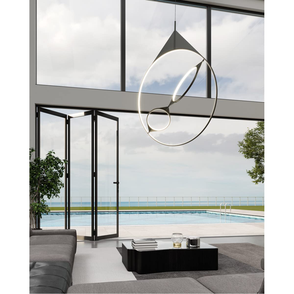 Kuzco PD84336-BK SERIF 36" PENDANT BLACK 57W 120VAC WITH LED DRIVER 3000K 90CRI