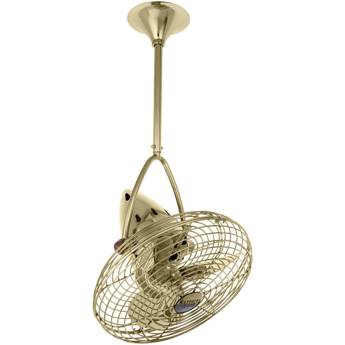 Matthews Fan JD-PB-MTL Jarold Direcional ceiling fan in Polished Brass finish with metal blades.