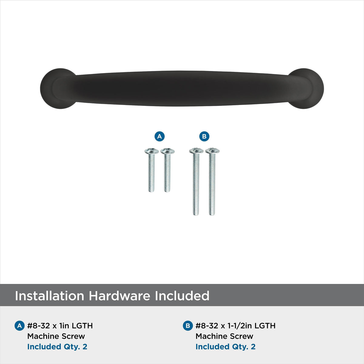 Amerock Cabinet Pull Matte Black 3-3/4 inch (96 mm) Center-to-Center Renown 1 Pack Drawer Pull Cabinet Handle Cabinet Hardware