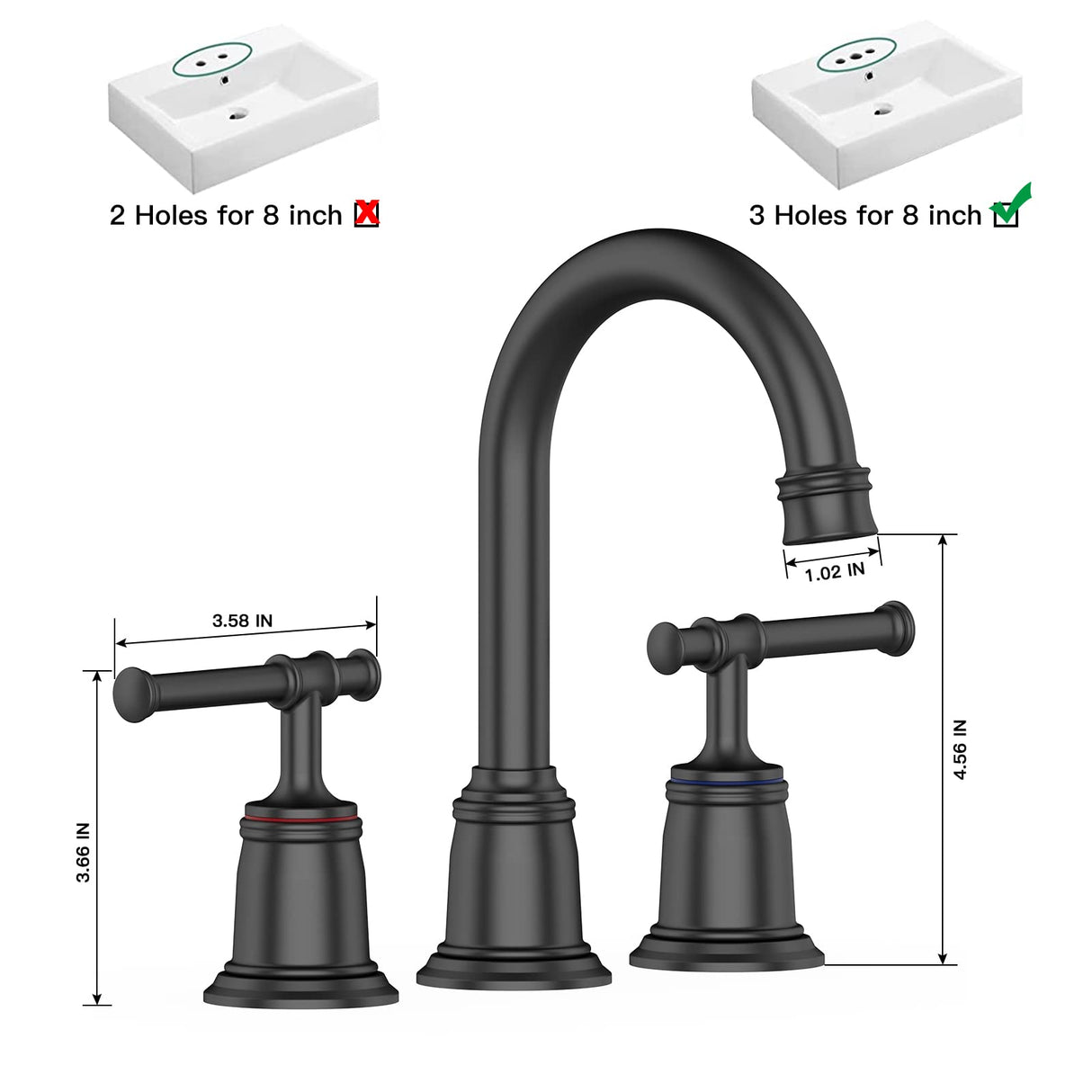 Classical 8 inch Bathroom Faucet, Bathroom faucets for Sink 3 Holes, Widespread Brushed Nickel Bathroom Faucet with Pop Up Drain and cUPC Lead-Free Hose (Brushed Nickel 2 Packs)