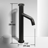 VIGO Cass 12 inch H Single Hole Single Handle Bathroom Faucet in Matte Black - Vessel Sink Faucet VG03030MB