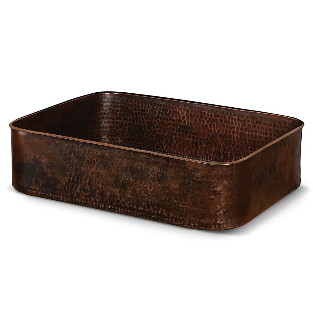 Premier Copper Products PVTREC19DB 19-Inch Rectangle Tub Hand Forged Old World Copper Vessel Sink
