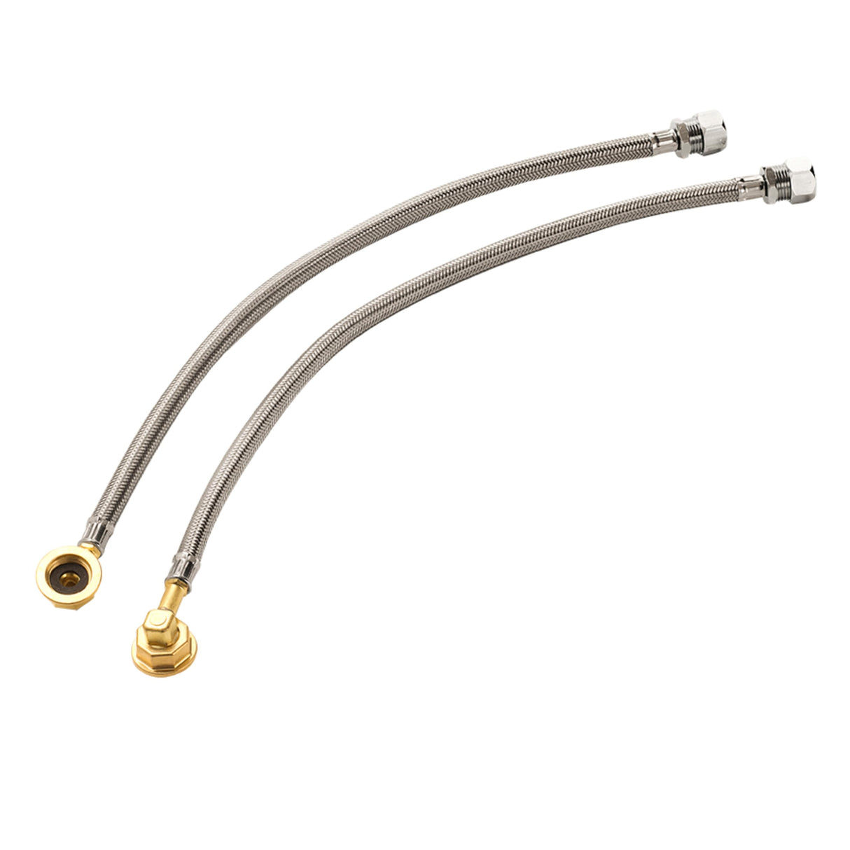 Krowne 21-444L Royal Series High Volume E-Z Install Faucet Water Line Kit, wall Mount, 22" long, contains (2) 1/2" stainless steel hoses with 5/8" OD compression fittings