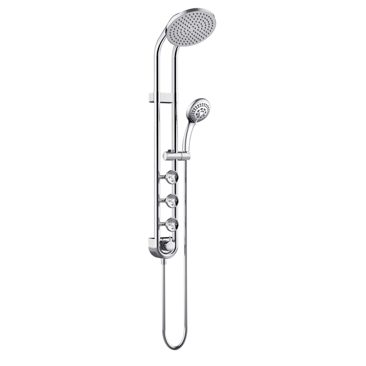 PULSE ShowerSpas 1058-CH Saturn Shower System with 8" Rain Showerhead, 3 Body Sprays, 5 Function Hand Shower, Polished Chrome