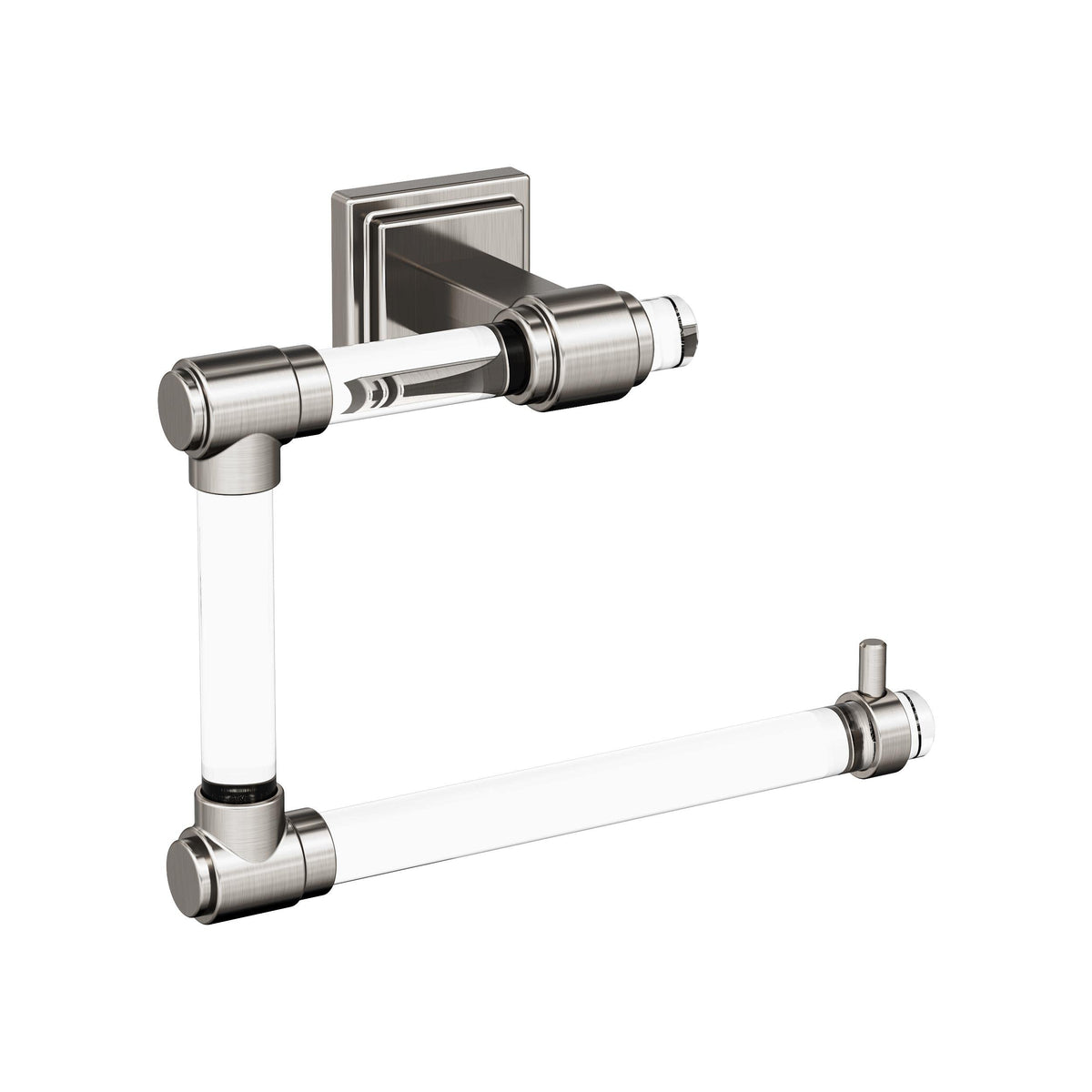 Amerock BH36062CG10 Clear/Brushed Nickel Towel Ring 5-7/16 in (138 mm) Length Towel Holder Glacio Hand Towel Holder for Bathroom Wall Small Kitchen Towel Holder Bath Accessories