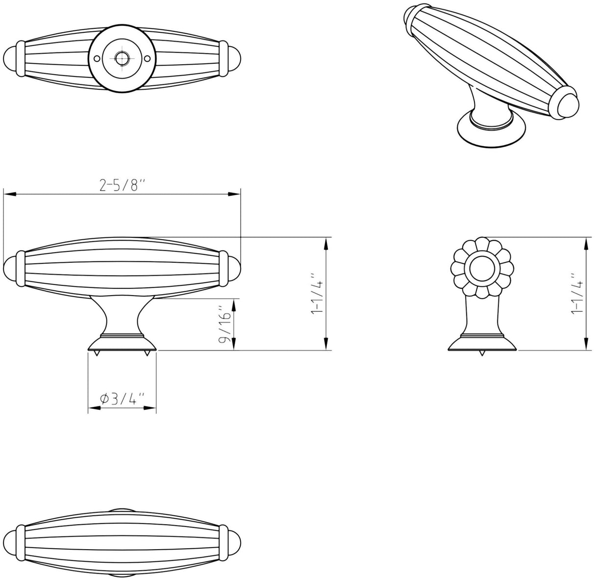 Jeffrey Alexander 618DACM 2-5/8" Gun Metal Glenmore Cabinet "T" Knob