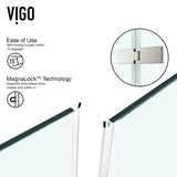 VIGO 32 in. x 48 in. x 79 in. Monteray Frameless Hinged Rectangle Shower Enclosure with Clear 0.38" Tempered Glass and Hardware in Brushed Nickel Finish with Left Handle and Base - VG6011BNCL48WR