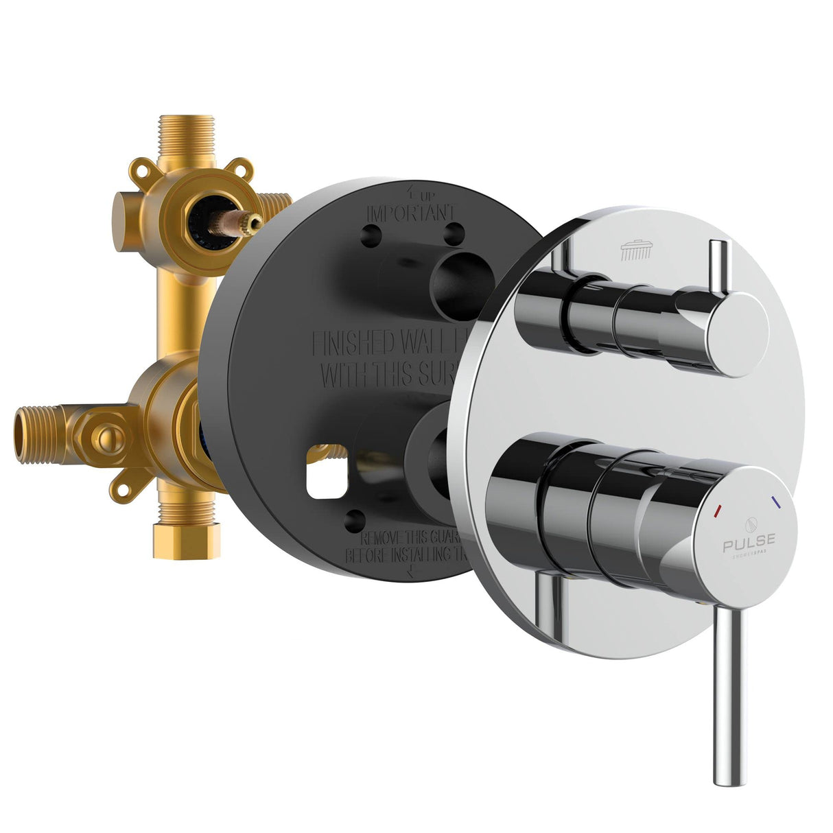 PULSE ShowerSpas 3005-RIVD-CH Two Way Tru-Temp Pressure Balance 1/2" Rough-In Valve with Chrome Trim Kit