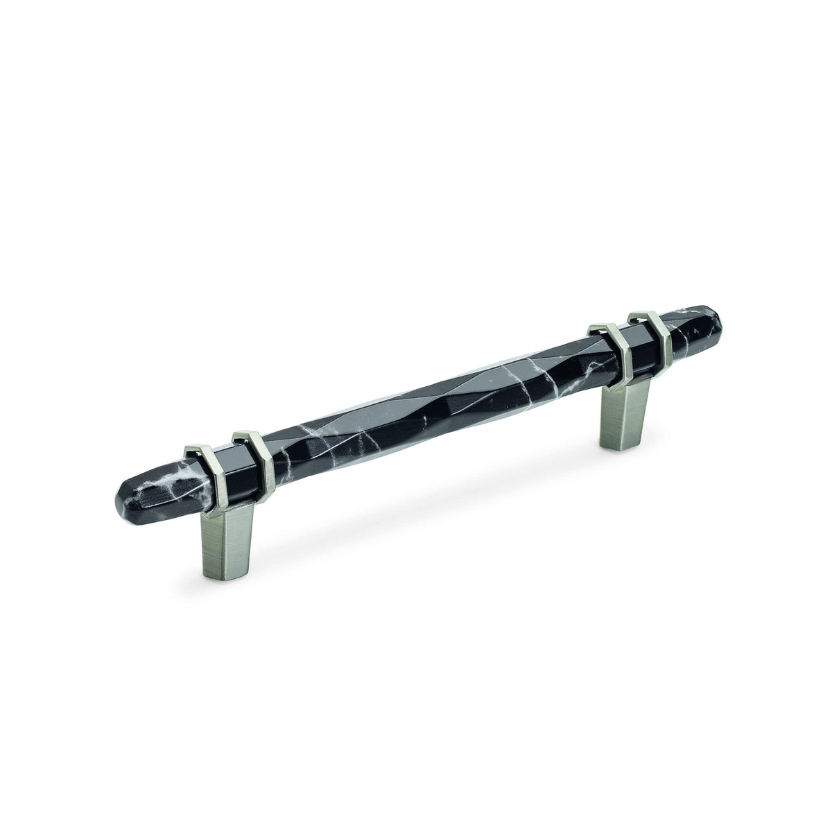 Amerock Cabinet Pull Marble Black/Satin Nickel 5-1/16 inch (128 mm) Center-to-Center Carrione 1 Pack Drawer Pull Drawer Handle Cabinet Hardware