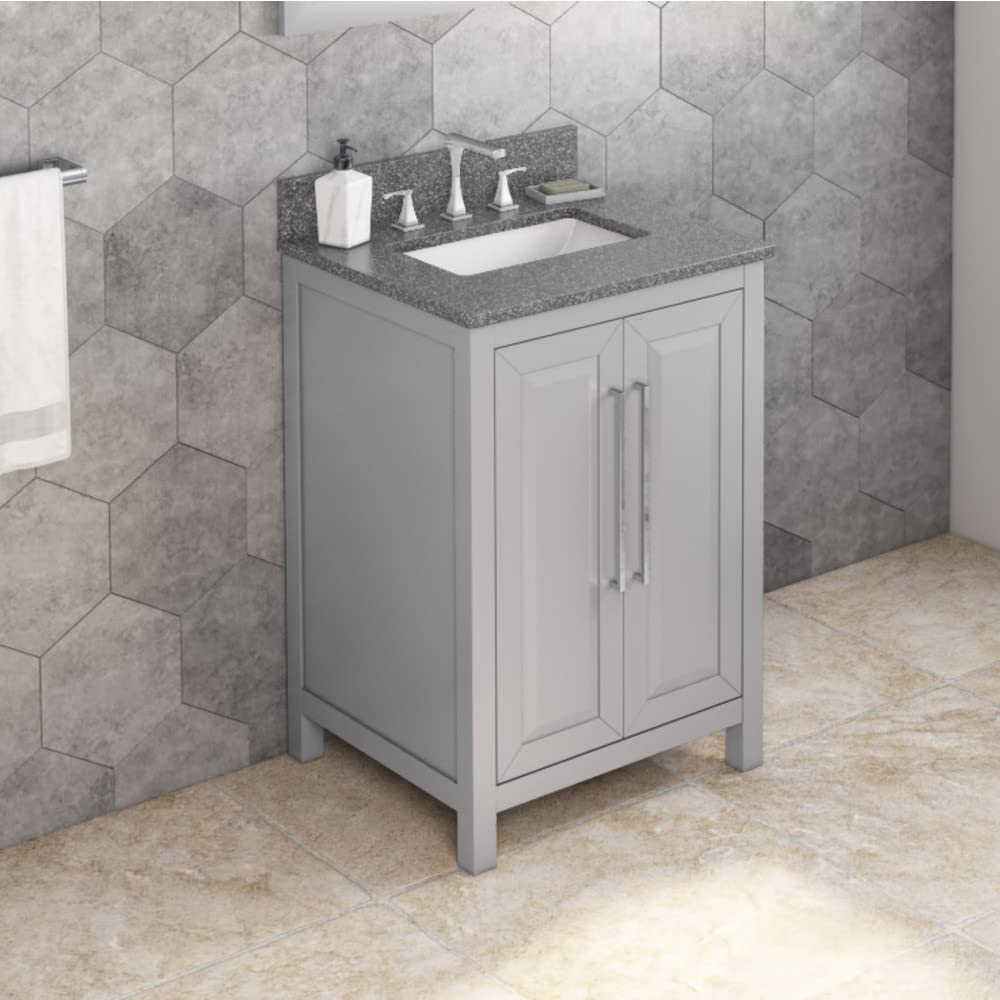 Jeffrey Alexander VKITCAD24GRBOR 24" Grey Cade Vanity, Boulder Cultured Marble Vanity Top, undermount rectangle bowl