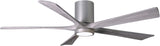 Matthews Fan IR5HLK-BN-BW-60 IR5HLK five-blade flush mount paddle fan in Brushed Nickel finish with 60” solid barn wood tone blades and integrated LED light kit.