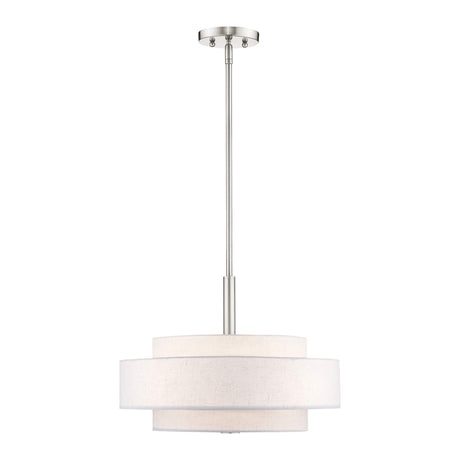 Livex Lighting 52137-91 Transitional Four Light Pendant from Meridian Collection in Pwt, Nckl, B/S, Slvr. Finish, Brushed Nickel