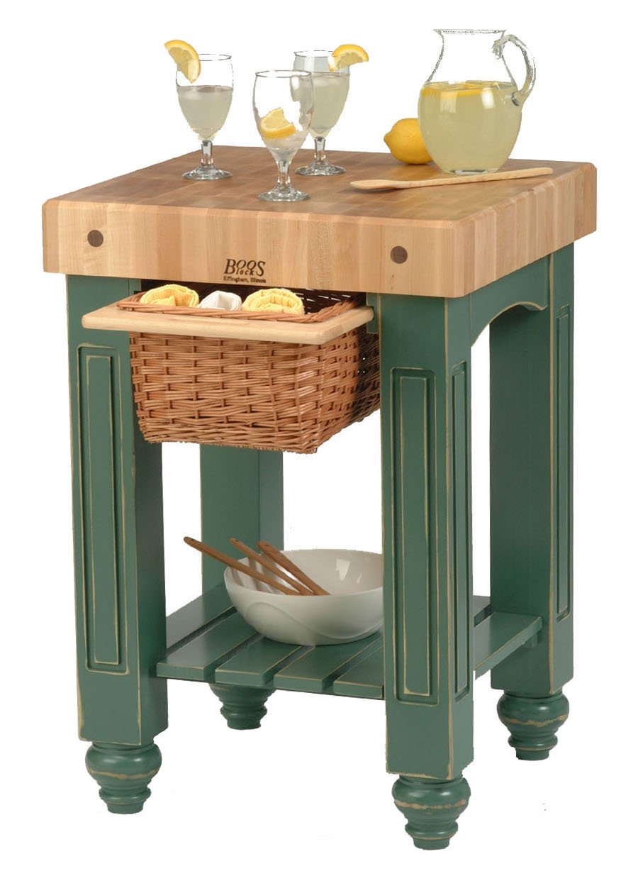 John Boos CU-GB25-AL Gathering Butcher Block Island-Work Table (4 in. L x 25 W 24 H in Alabaster)