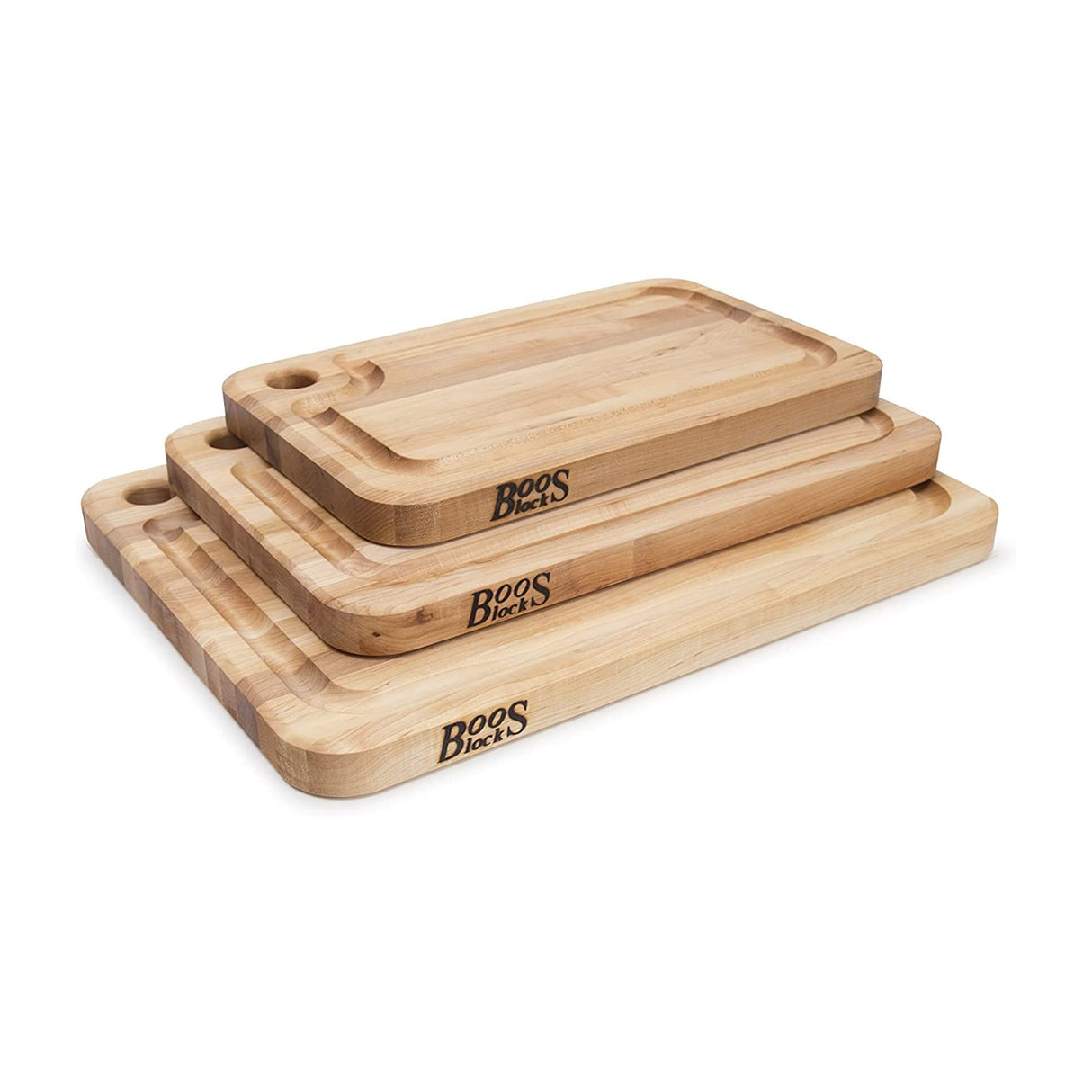 John Boos MPL1610125-FH-GRV Prestige Maple Wood Cutting Board for Kitchen Prep, 16 x 10 Inches, 1.25 Inches Thick Edge Grain Charcuterie Block with Juice Grooves 16X10X1.25 MPL-EDGE GR-PRESTIGE BRD