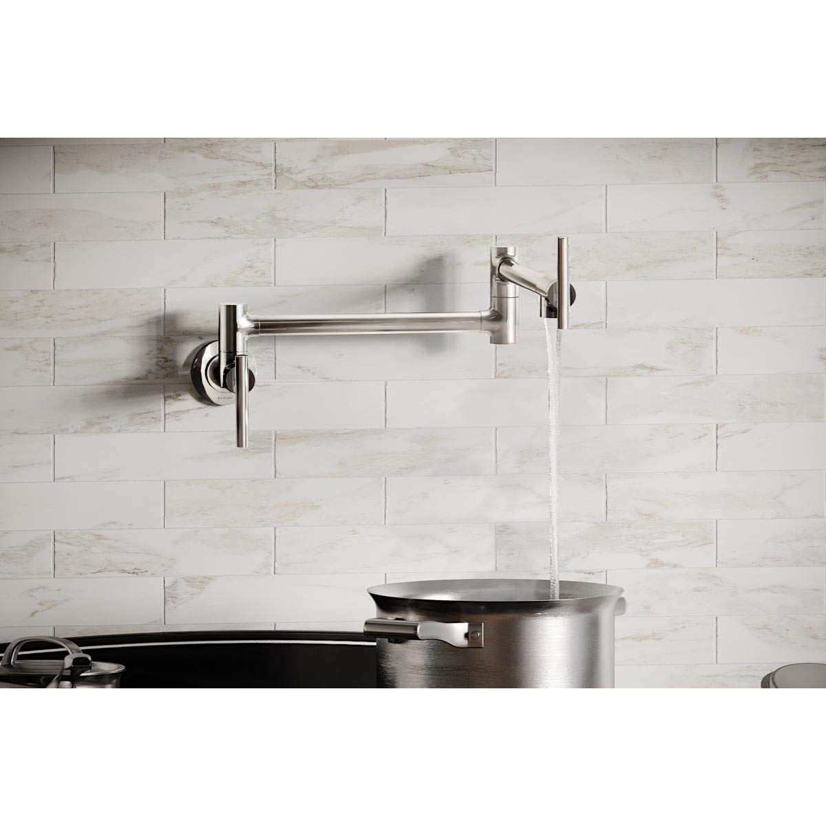 Elkay LKAV4091CR Avado Wall Mount Single Hole Pot Filler Kitchen Faucet with Lever Handles, Chrome