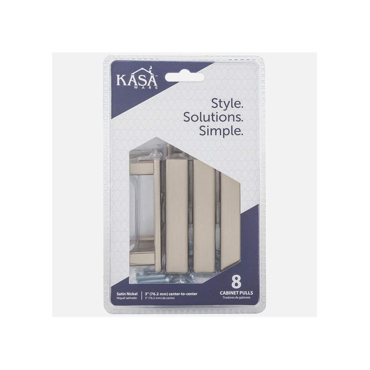 KasaWare K9403SN-8 3-3/4" Overall Length Rounded Square Pull, 8-pack