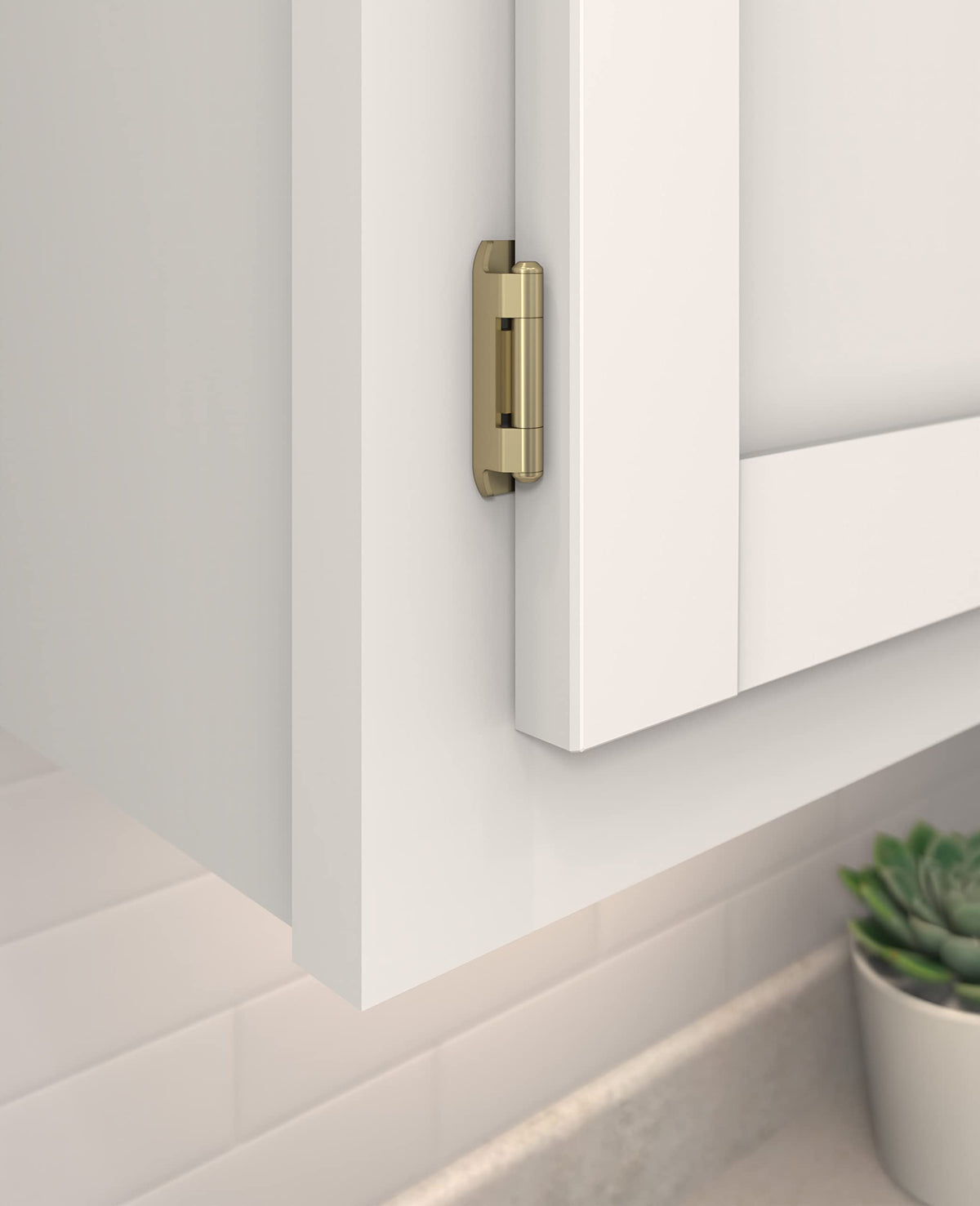 Amerock BPR8719BBZ Cabinet Hinge 1/2 in (13 mm) Overlay Single Demountable Partial Wrap Golden Champagne Kitchen Cabinet Door Hinge 1 Pair/2 Pack Functional Hardware