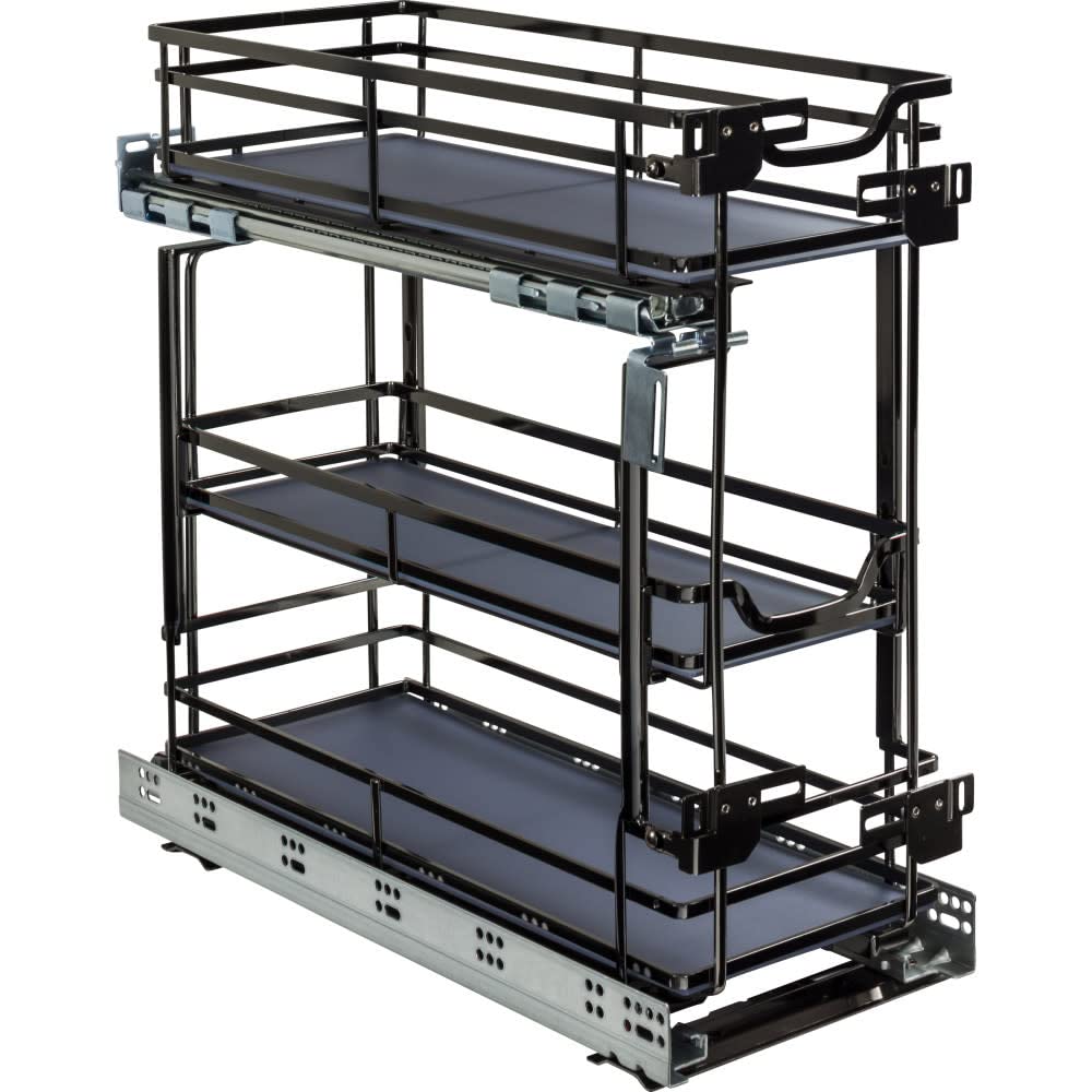 Hardware Resources SWS-DBPO8BN 8" Black Nickel STORAGE WITH STYLE® Metal "No Wiggle" Under Drawer Base Pullout, Preassembled with Soft-close Slides