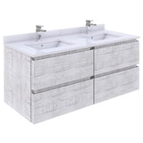 Fresca FCB31-2424RWH Fresca Formosa 46" Wall Hung Double Sink Modern Bathroom Cabinet in Rustic White