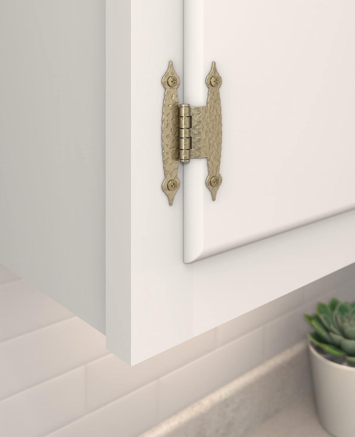 Amerock BPR3406BBZ Cabinet Hinge 3/8 in (10 mm) Offset Non-Self Closing Face Mount Golden Champagne Kitchen Cabinet Door Hinge 1 Pair/2 Pack Functional Hardware