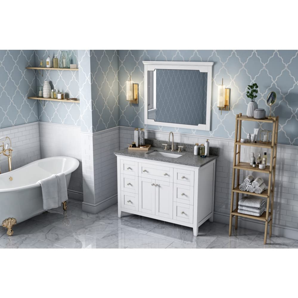 Jeffrey Alexander VKITCHA48WHBOR 48" White Chatham Vanity, Boulder Cultured Marble Vanity Top, undermount rectangle bowl