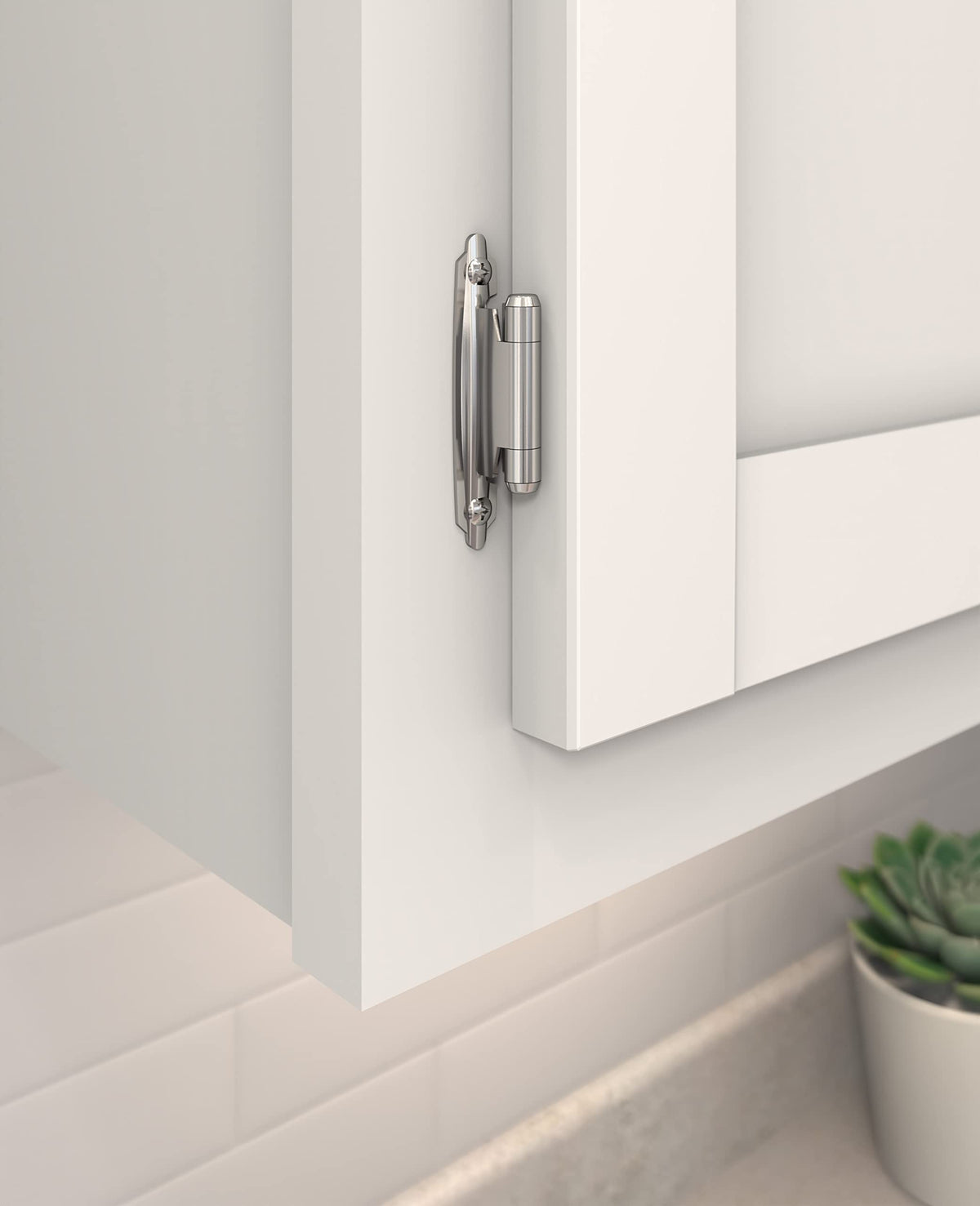 Amerock Cabinet Hinge 3/8 inch (10 mm) Inset Hinge Polished Chrome 2 Pack Self-Closing Hinge Face Mount Hinge Cabinet Door Hinge