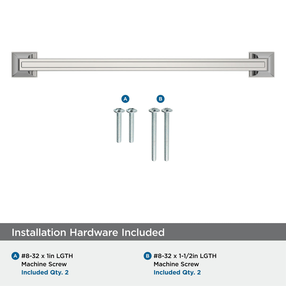 Amerock BP53535PN Polished Nickel Cabinet Pull 8 in (203 mm) Center-to-Center Cabinet Handle Mulholland Drawer Pull Kitchen Cabinet Handle Furniture Hardware