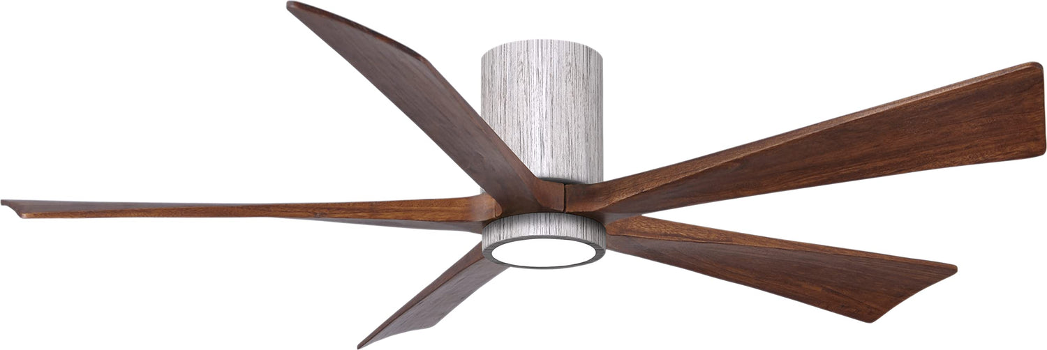 Matthews Fan IR5HLK-BW-WA-60 IR5HLK five-blade flush mount paddle fan in Barn Wood finish with 60” solid walnut tone blades and integrated LED light kit.