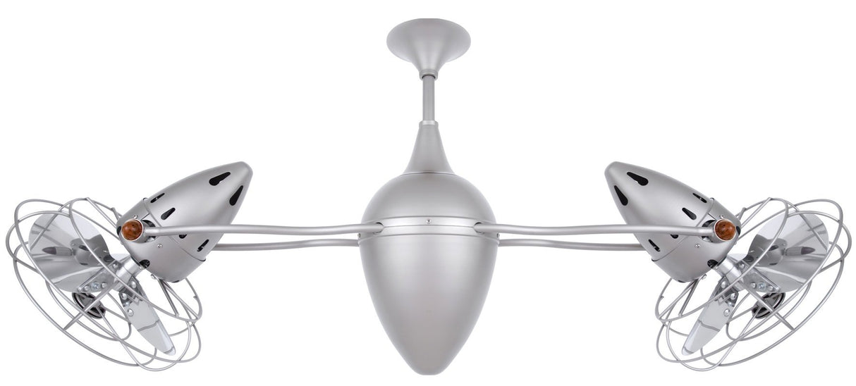 Matthews Fan AR-BZZT-MTL Ar Ruthiane 360° dual headed rotational ceiling fan in bronzette finish with metal blades.