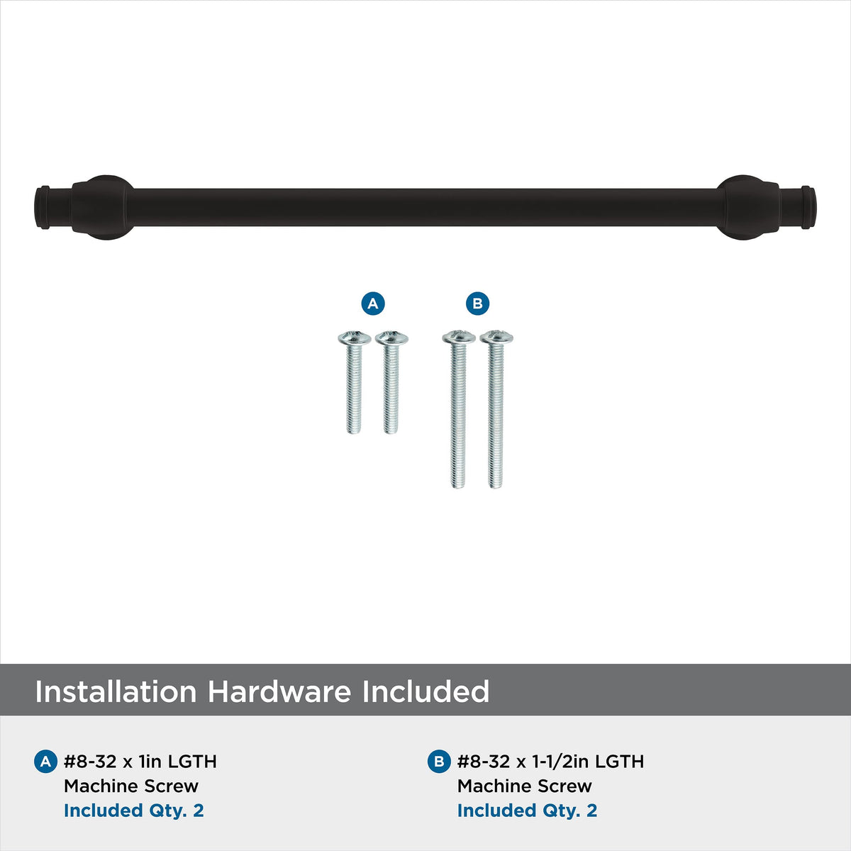Amerock Cabinet Pull Matte Black 7-9/16 inch (192 mm) Center-to-Center Winsome 1 Pack Drawer Pull Cabinet Handle Cabinet Hardware