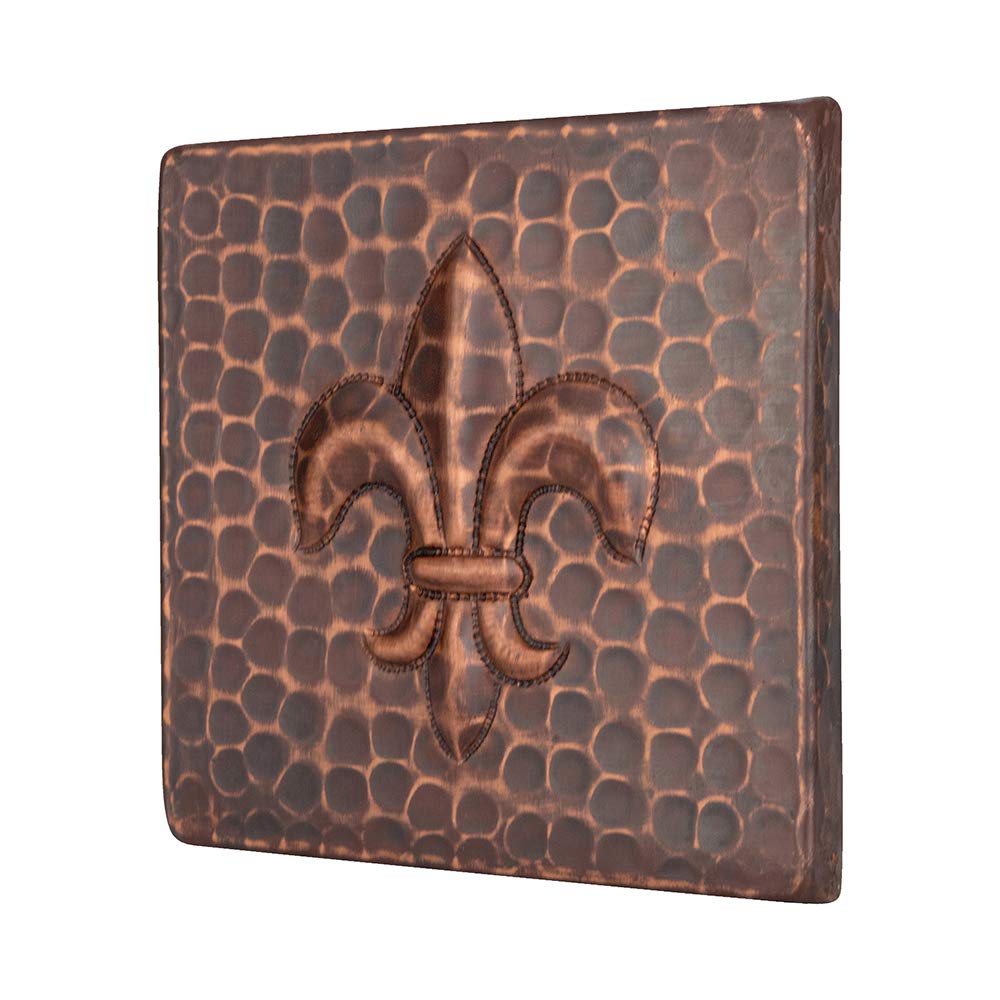 Premier Copper Products T4DBF 4-Inch by 4-Inch Copper Fleur De Lis Tile, Oil Rubbed Bronze