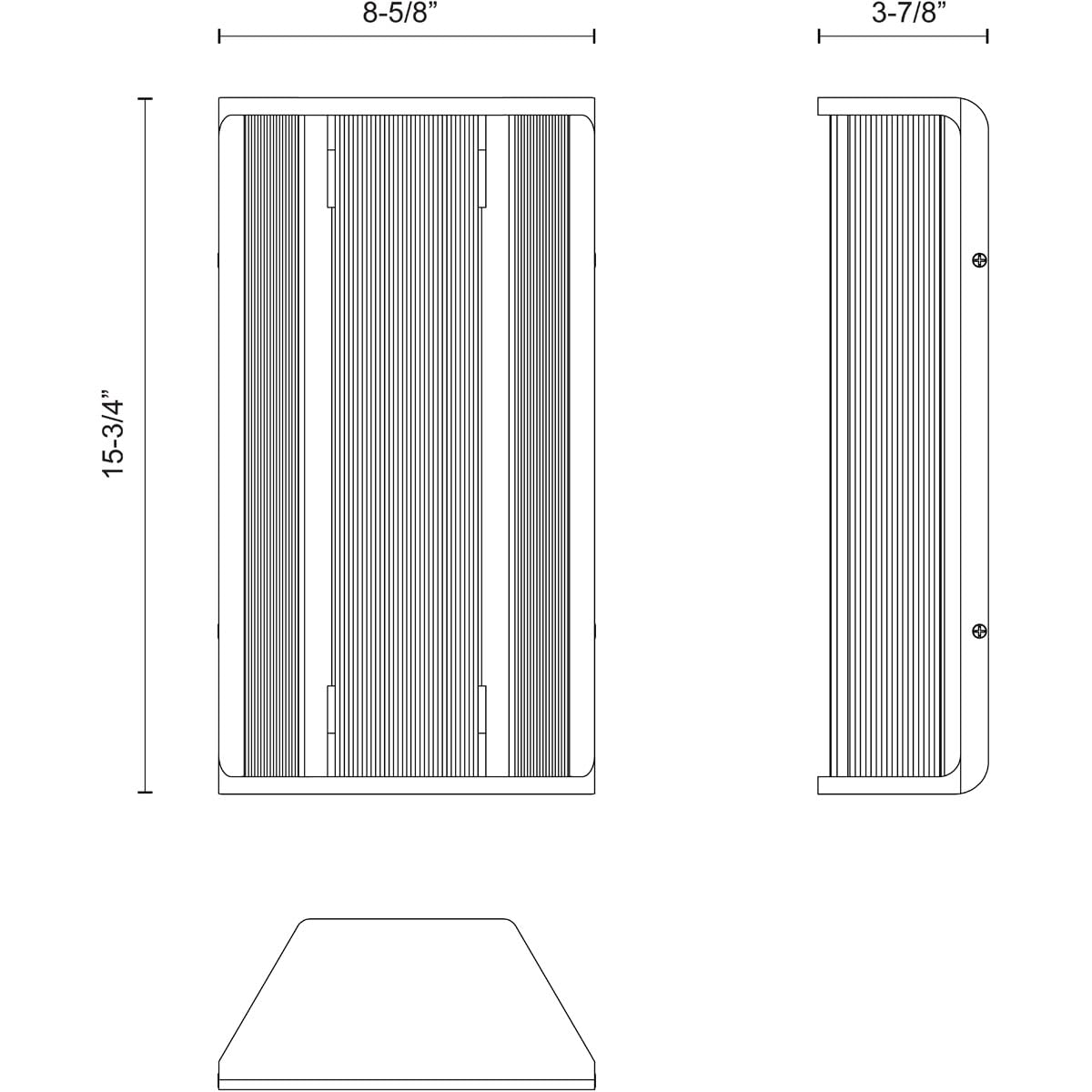Alora WV339216PNCR SABRE 16" WV POLISHED NICKEL CLEAR RIBBED GLASS 15W LED 90 2700K DC LED
