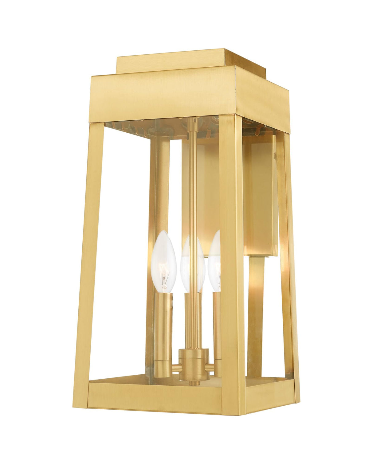 Livex Lighting 20855-12 Oslo - 16" Three Light Outdoor Wall Lantern, Satin Brass Finish with Clear Glass