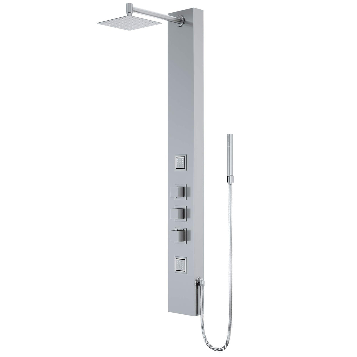 VIGO 20" W x 55" H Rector 2-Jet Stainless Steel Shower Panel, Thermostatic, Volume, Dual Function Control Type and Handheld Showerhead - VG08012ST