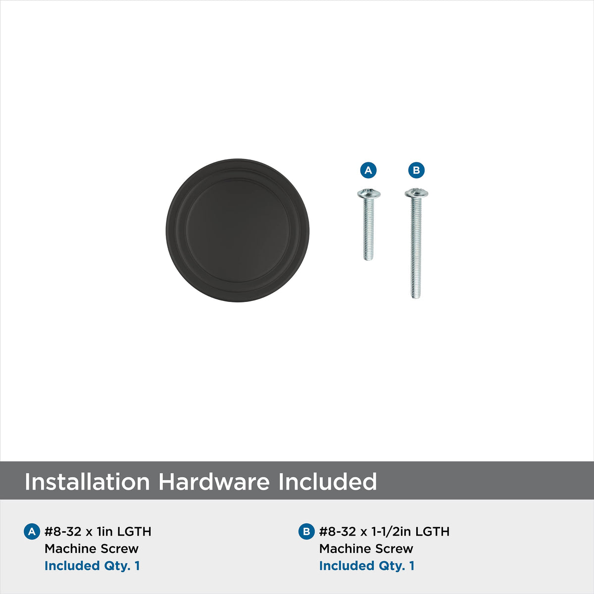 Amerock Cabinet Knob Matte Black 1-1/4 inch (32 mm) Diameter Winsome 1 Pack Drawer Knob Cabinet Hardware