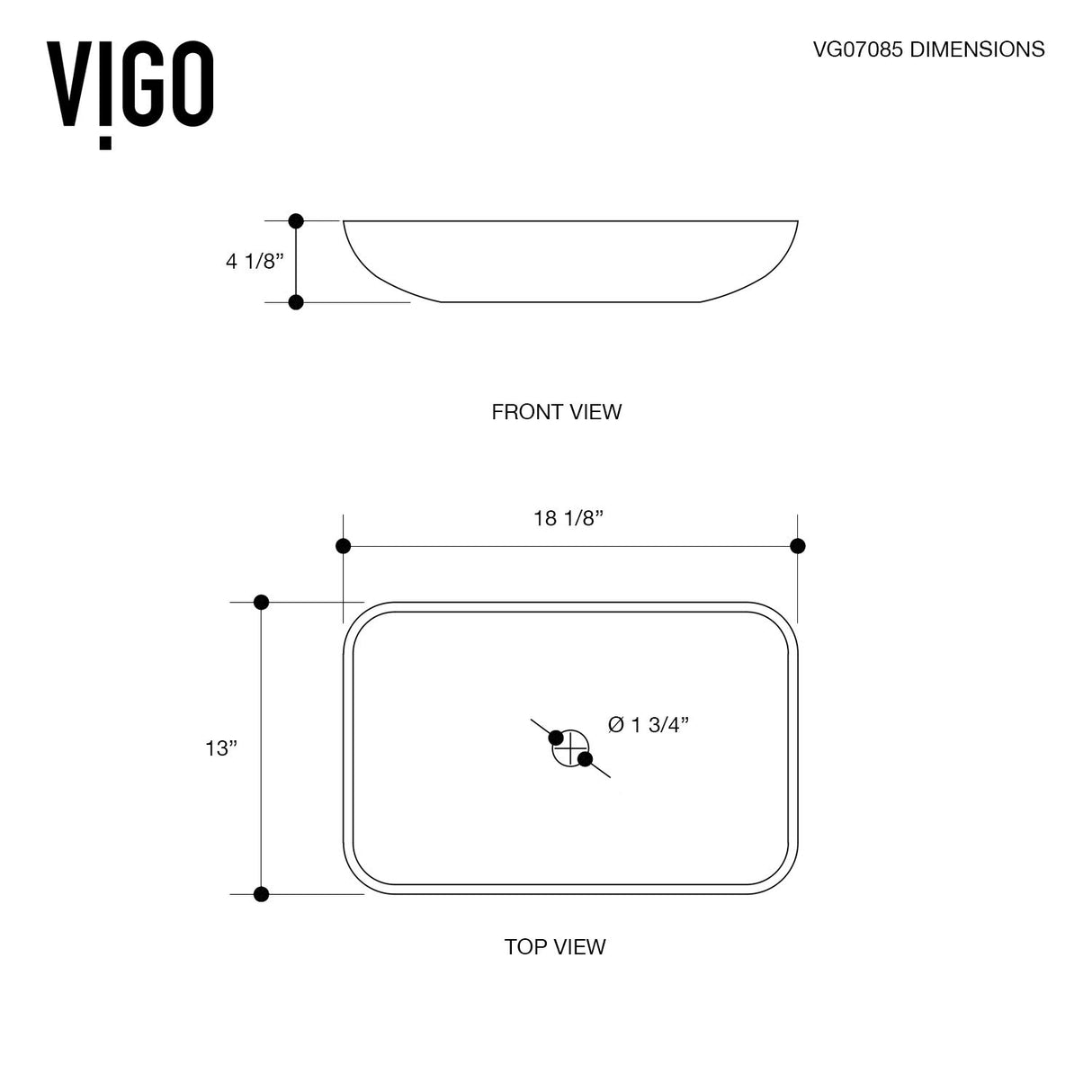 VIGO Titanium 18.125 inch L x 13 inch W Over the Counter Freestanding Glass Rectangular Vessel Bathroom Sink in Slate Grey - Sink for Bathroom VG07085