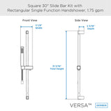 Gerber D462726BN Brushed Nickel Versa Square 30" Slide Bar Assembly With Single ...
