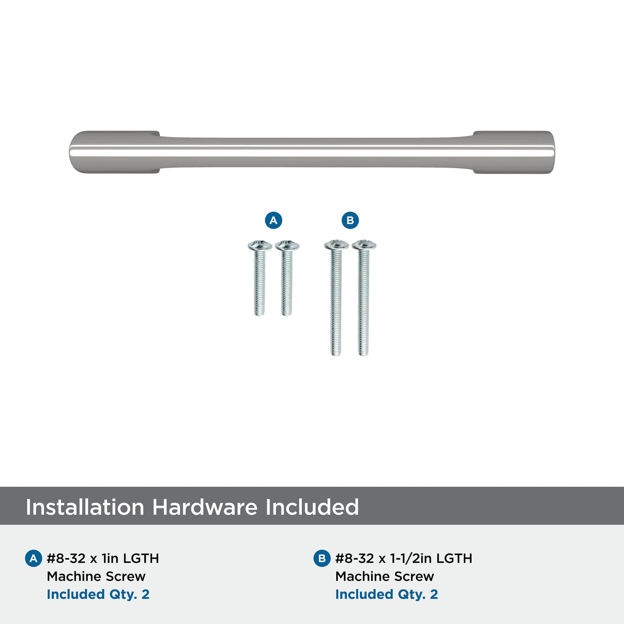 Amerock Cabinet Pull Polished Chrome 3-3/4 inch (96 mm) Center-to-Center Riva 1 Pack Drawer Pull Drawer Handle Cabinet Hardware