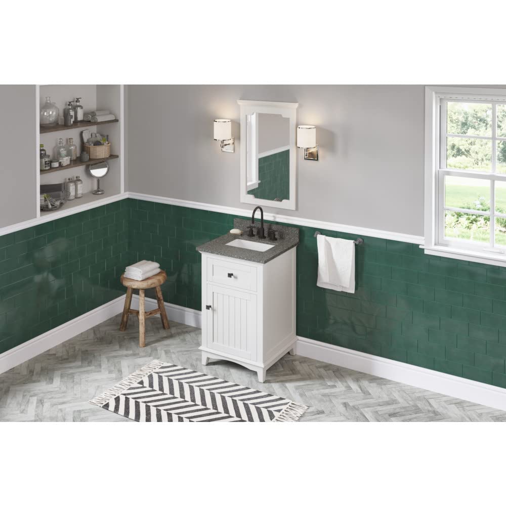 Jeffrey Alexander VKITSAV24WHBOR 24" White Savino Vanity, Boulder Cultured Marble Vanity Top, undermount rectangle bowl
