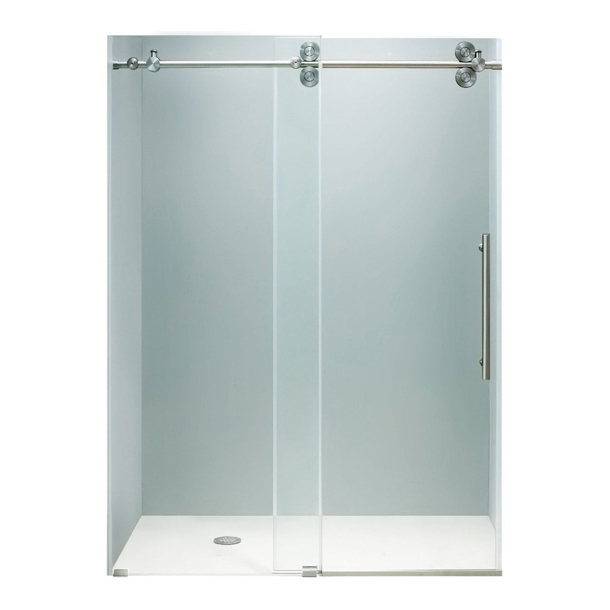 VIGO Adjustable 56 - 60 in. W x 74 in. H Frameless Sliding Rectangle Shower Door with Clear Tempered Glass and Stainless Steel Hardware in Stainless Steel Finish with Reversible Handle VG6041STCL6074