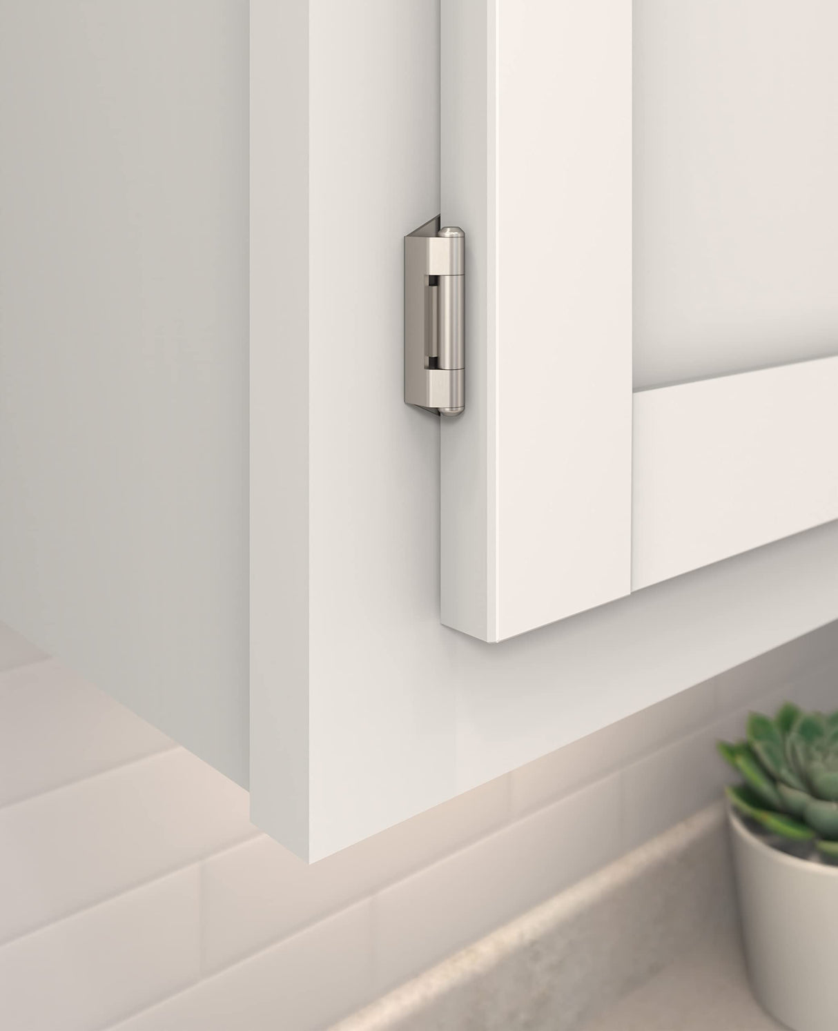 Amerock BPR8715G10 Cabinet Hinge 1/4 in (6 mm) Overlay Single Demountable Partial Wrap Satin Nickel Kitchen Cabinet Door Hinge 1 Pair/2 Pack Functional Hardware