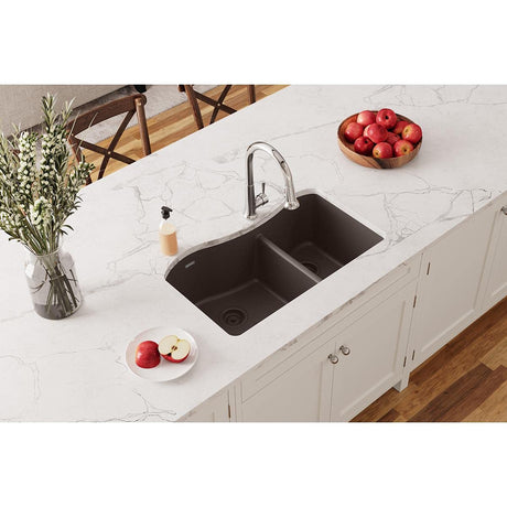 Elkay Quartz Classic ELGHU3220RMC0 Mocha 60/40 Double Bowl Undermount Sink