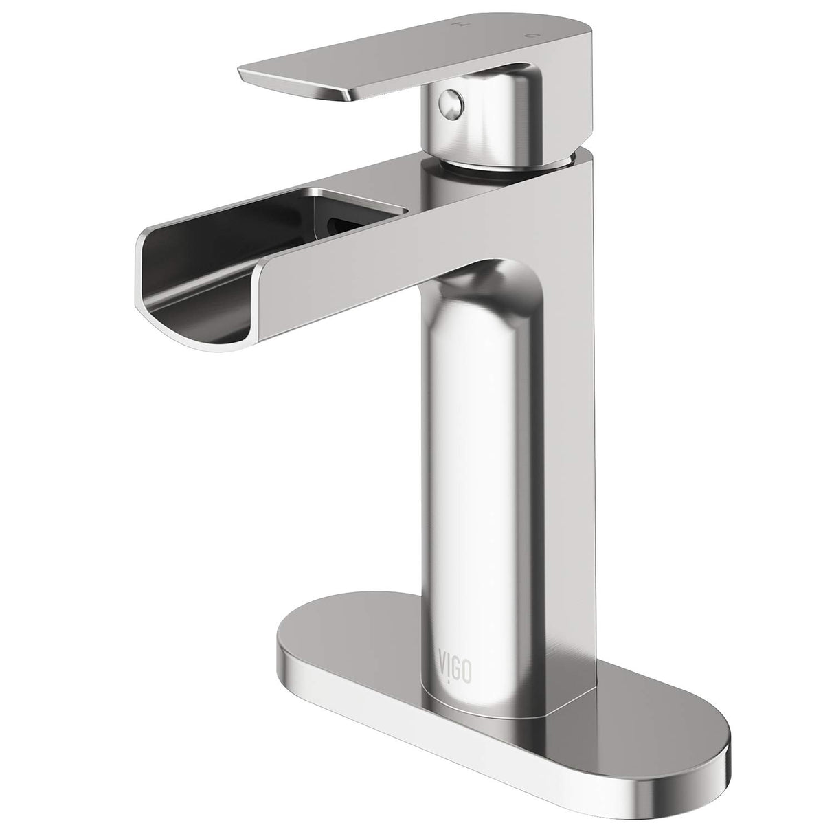 VIGO Ileana 7.125 inch H Single Handle Single Hole Bathroom Sink Faucet in Brushed Nickel - Bathroom Sink Faucet with Deck Plate VG01042BNK1