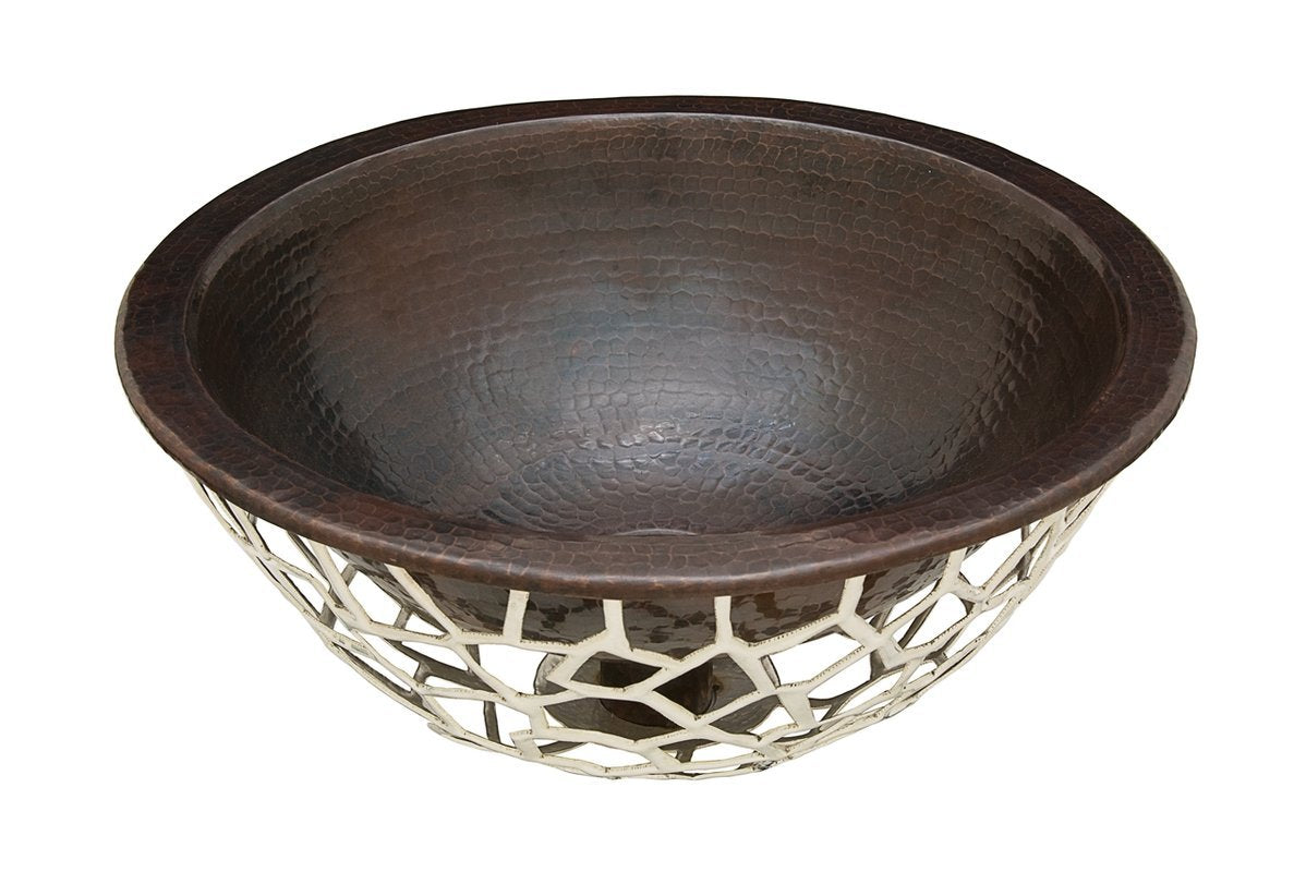 Thompson Traders the Nest II Black Copper Bath Sink Manzanillo NPCS-BC Aged Copper and Nickel
 (Hammered)