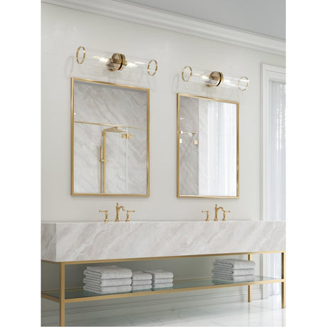 Alora WV311602NBCG REVOLVE II WALL VANITY 2 LIGHT NATURAL BRASS CLEAR GLASS