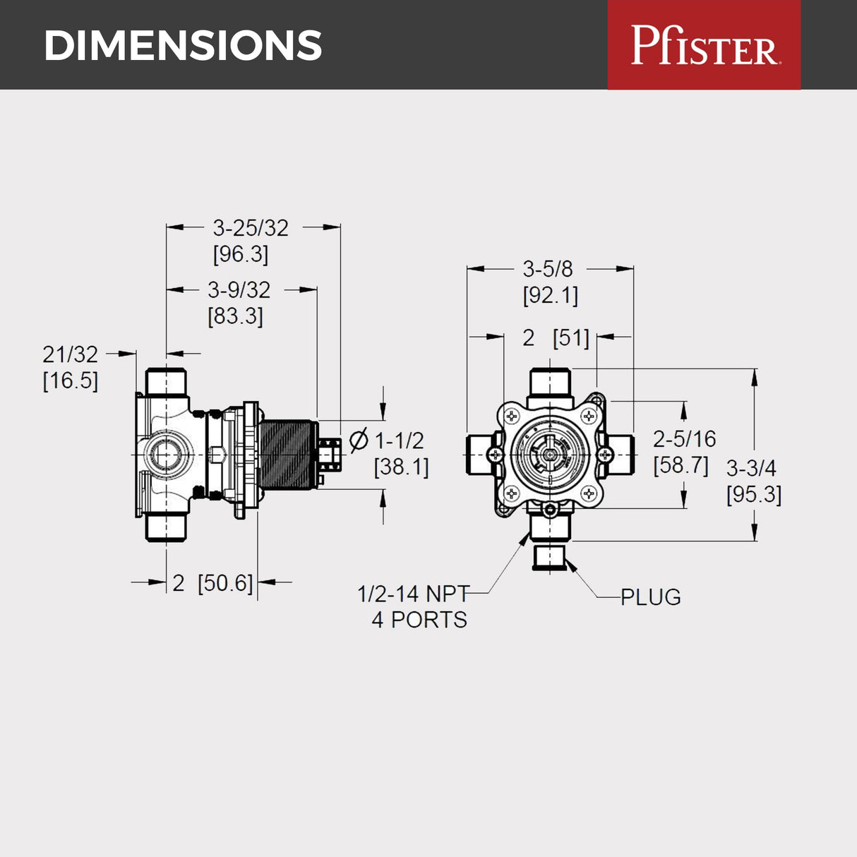 Unfinished Pressure Balance Valve, Universal Settings, Less Stops 0X8-310A