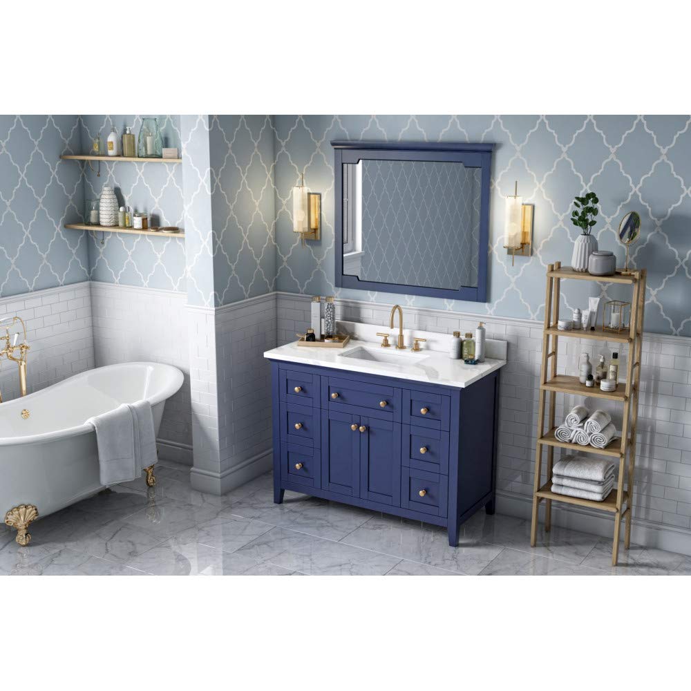 Jeffrey Alexander VKITCHA48BLCQR 48" Hale Blue Chatham Vanity, Calacatta Vienna Quartz Vanity Top, undermount rectangle bowl
