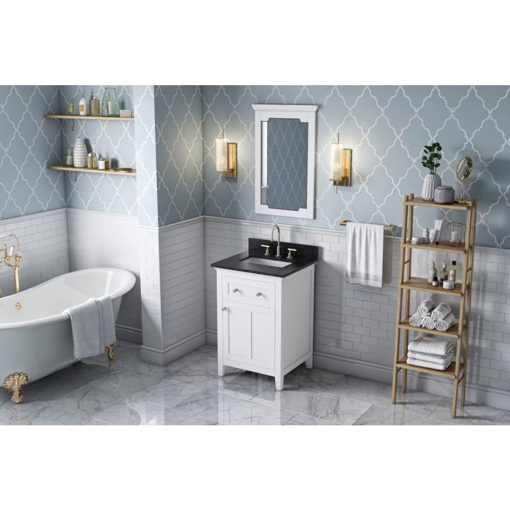 Jeffrey Alexander VKITCHA24WHBGR 24" White Chatham Vanity, Black Granite Vanity Top, undermount rectangle bowl