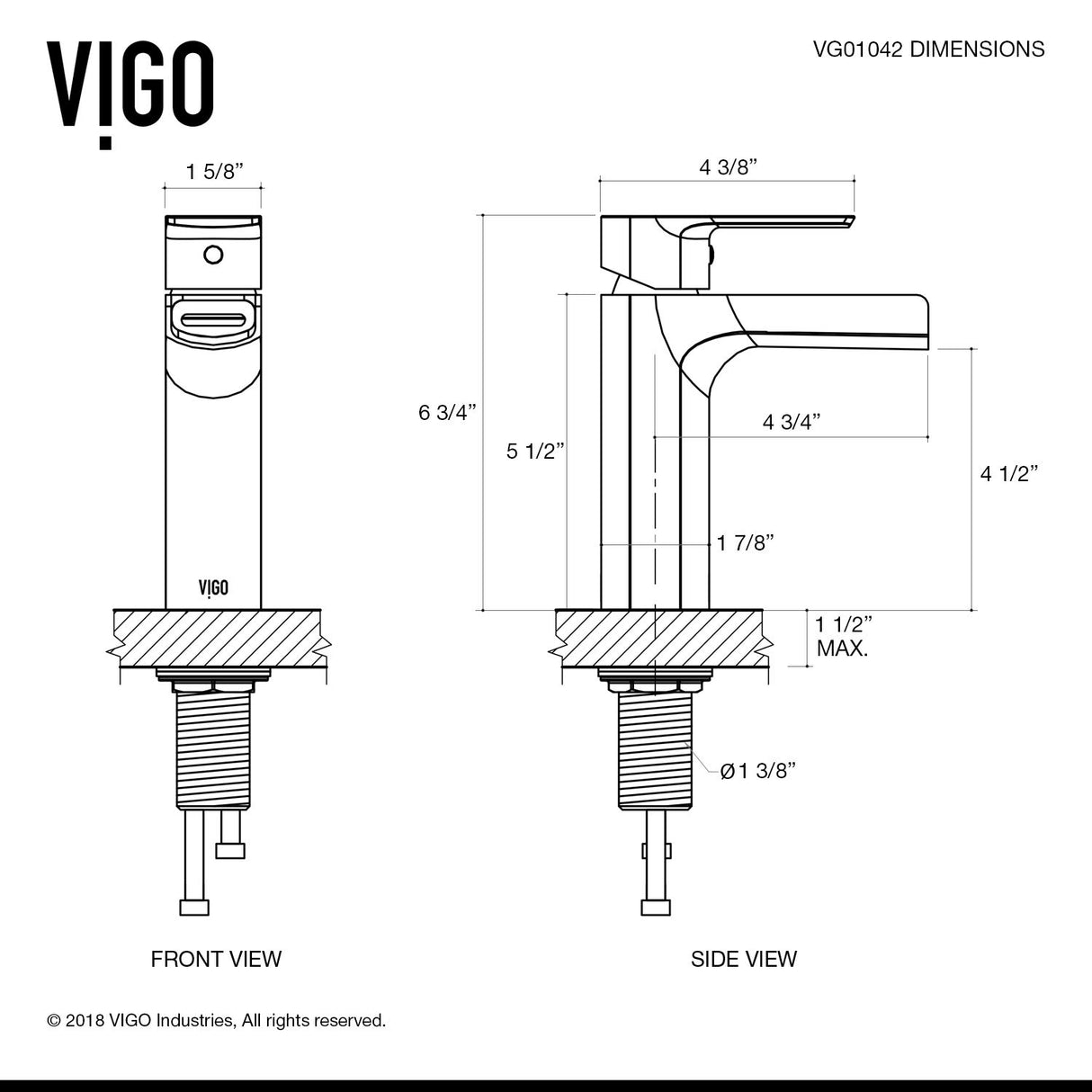 VIGO Ileana 6.75 inch H Single Hole Single Handle Single Hole Bathroom Faucet in Matte Black - Bathroom Sink Faucet VG01042MB